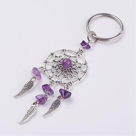 Natural Chip Amethyst Keychain KEYC-JKC00119-03-1