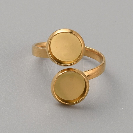 304 Stainless Steel Open Cuff Ring Components STAS-WH0027-57G-1