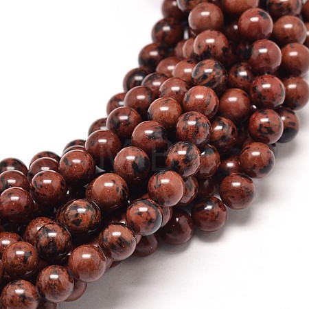 Natural Mahogany Obsidian Round Bead Strands G-P072-44-8mm-1
