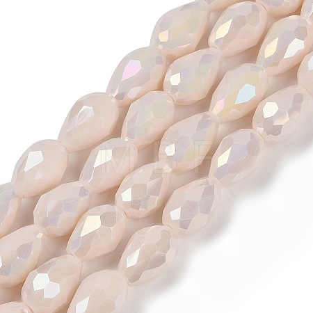 Opaque Solid Color Electroplate Glass Beads Strands EGLA-N013-P8mm-B08-1