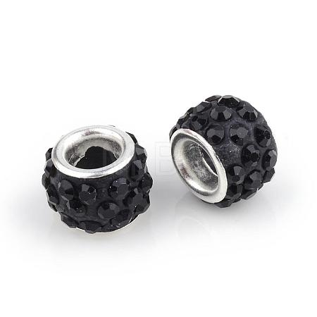 Polymer Clay Rhinestone European Beads CPDL-T001-02-1