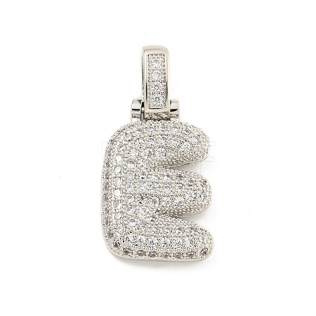 Brass Micro Pave Clear Cubic Zirconia Pendants KK-B099-01P-E-1