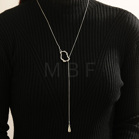 Adjustable Zinc Alloy Lariat Y Necklaces with Teardrop Tassel for Women WGBC33C-04-1