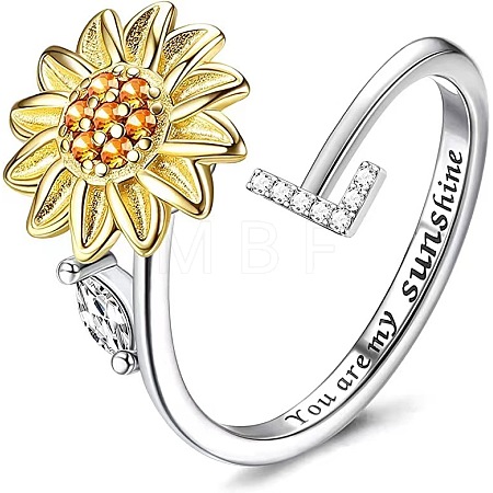 Adjustable Brass Rhinestone Rotating Cuff Rings FS-WG5B177-12-1