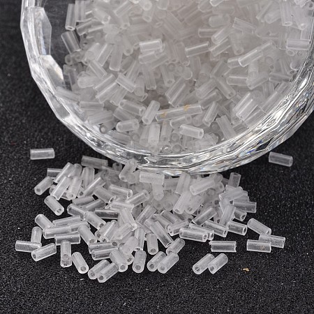 Tube Transparent Colours Round Hole Glass Bugle Beads SEED-I001-1-1