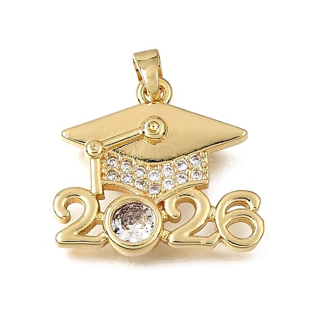 Brass Micro Pave Clear Cubic Zirconia Pendants KK-CBAA632-30G-1