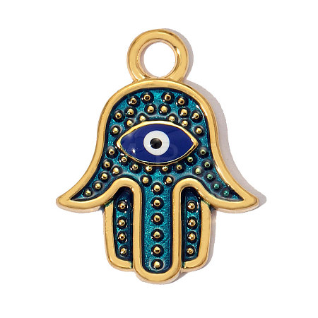 304 Stainless Steel with Steel Blue Enamel Pendants SA-OY002-31G-1