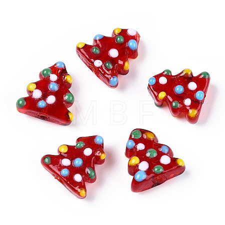 Christmas Theme Handmade Lampwork Bumpy Beads LAMP-G142-06A-1
