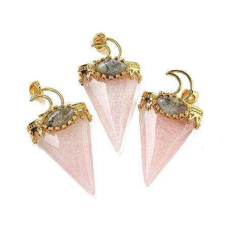 Natural Rose Quartz Big Pendants G-F639-06G-G-1