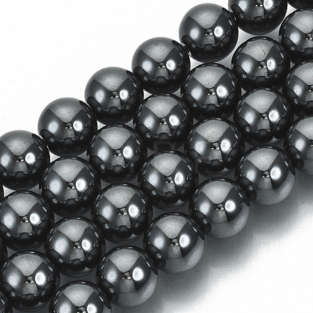 Non-magnetic Synthetic Hematite Beads Strands G-Q892-8mm-1
