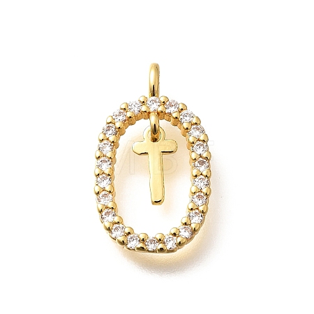 Brass Micro Pave Cubic Zirconia Pendants ZIRC-P123-01G-T01-1