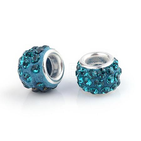 Polymer Clay Rhinestone European Beads CPDL-T001-18-1
