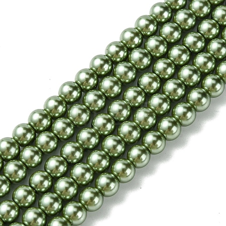 Eco-Friendly Dyed Glass Pearl Bead Strands HY-A008-6mm-RB025-1