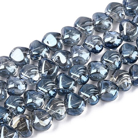 Electroplate Transparent Glass Beads Strands EGLA-Q133-01A-02-1