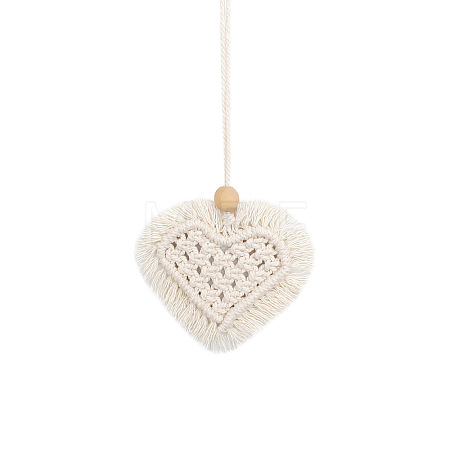 Heart Shaped Boho Handmade Macrame Cotton Hanging Ornament MAKN-PW0001-081A-1