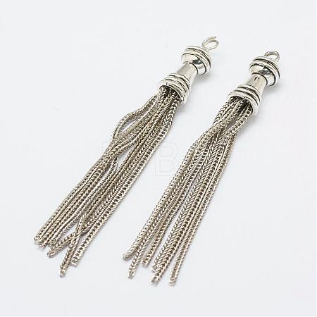 Brass Curb Chain Tassel Pendants KK-K159-05-1