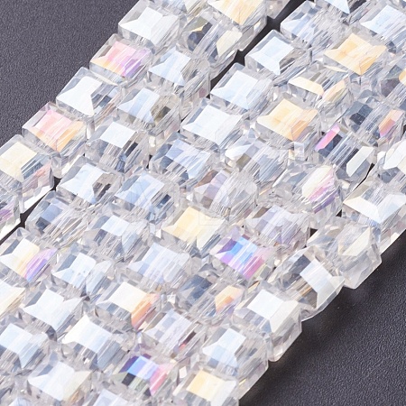 Electroplate Glass Beads Strands EGLA-D018-6x6mm-01-1