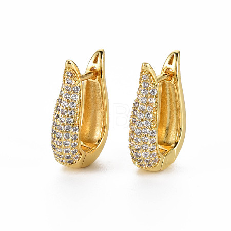 Brass Micro Pave Clear Cubic Zirconia Hoop Earrings EJEW-S208-142-NF-1