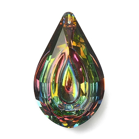 Electroplated K9 Glass Big Pendants EGLA-YW0003-01-1