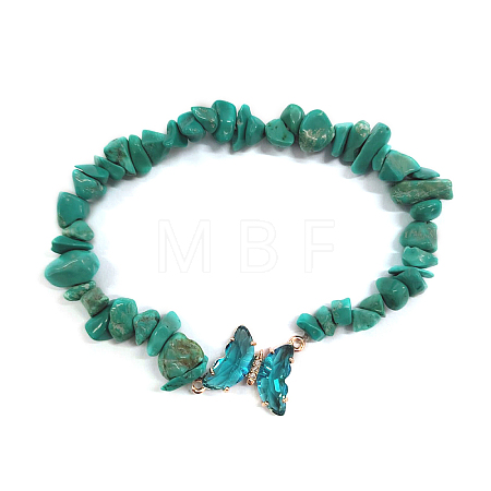 Fashionable Synthetic Turquoise Chips Beaded Bracelets TI6720-11-1