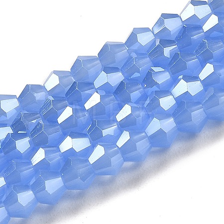 Imitation Jade Electroplate Glass Beads Strands GLAA-F029-J4mm-C04-1