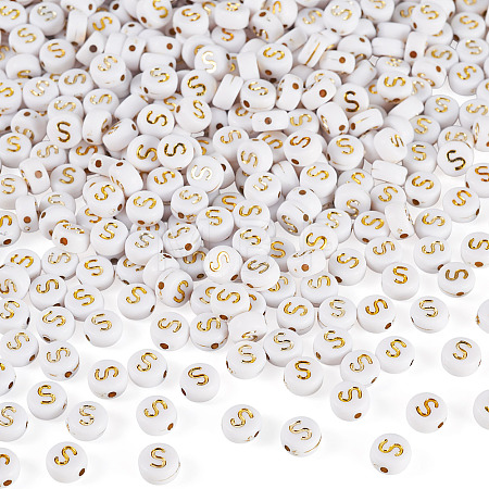 500Pcs Plating Acrylic Beads PACR-TADJ0001-01S-1