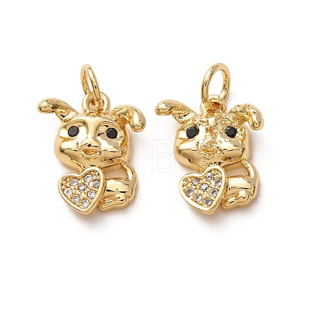 Brass Micro Pave Black Cubic Zirconia Charms CU-H002-06B-G-1