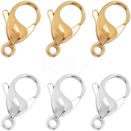 12Pcs 2 Colors 316 Stainless Steel Lobster Claw Clasps STAS-BBC0007-37-1