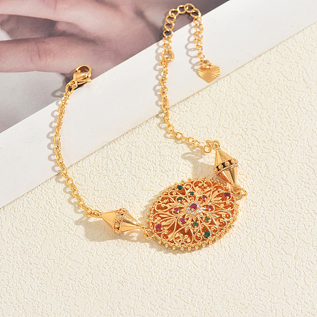 Bohemian Style Brass Micro Pave Cubic Zirconia Link Bracelets FB1752-1