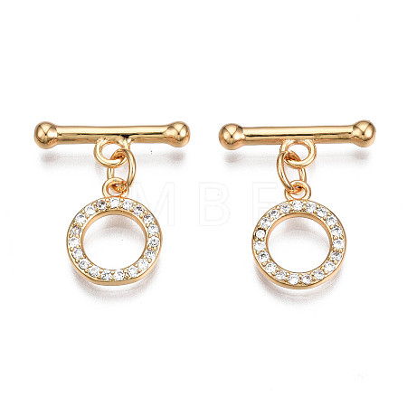 Brass Micro Pave Clear Cubic Zirconia Toggle Clasps KK-Q278-014-NF-1