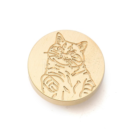 Golden Tone Wax Seal Brass Stamp Heads AJEW-U008-03G-15-1