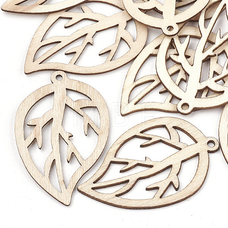 Undyed Wood Pendants X-WOOD-T008-36-1