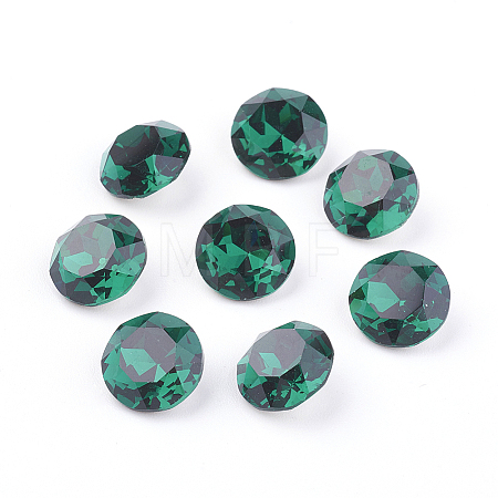 Pointed Back & Back Plated Glass Rhinestone Cabochons X-RGLA-J012-8mm-205-1