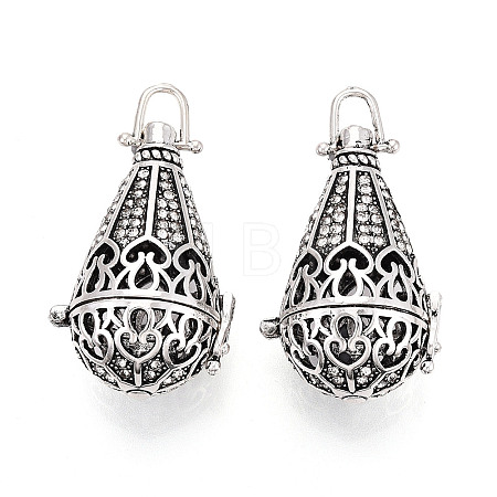 Rack Plating Brass Cage Pendants KK-S751-067AS-1