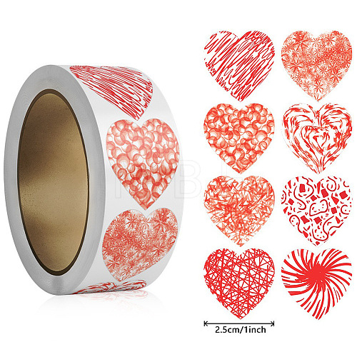 500 Paste  Paper Self-Adhesive Heart Stickers AJEW-S085-02E-1