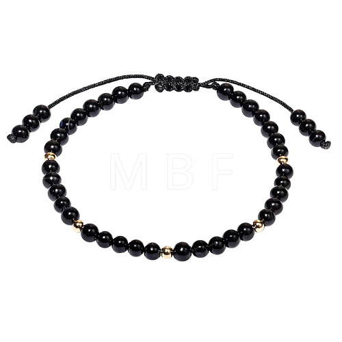 Natural Round Black Agate Braided Bead Bracelets XS5464-6-1