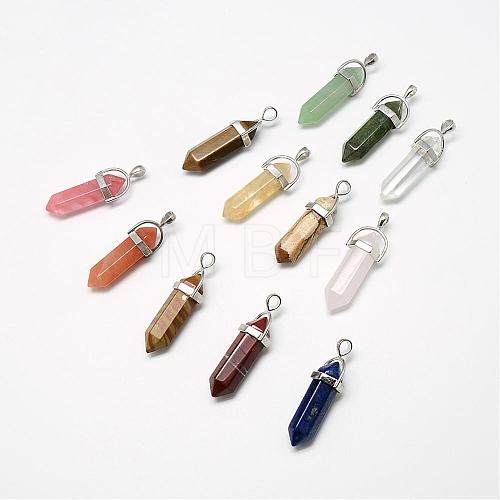 Natural & Synthetic Mixed Gemstone Double Terminated Pointed Pendants G-T010-02-1