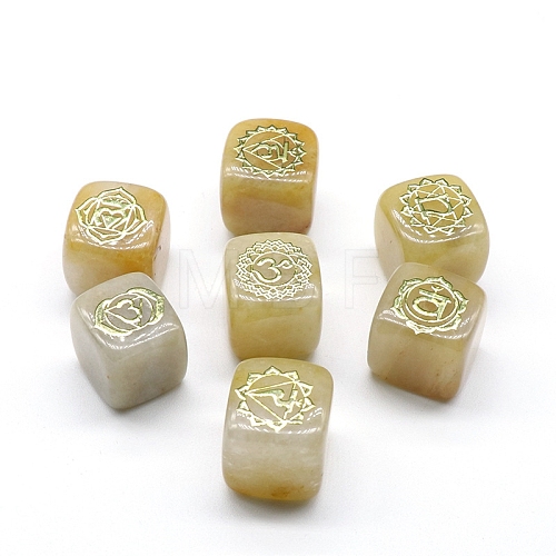 Natural Topaz Jade 7 Chakra Healing Stone Set G-PW0004-18F-1
