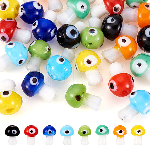 Craftdady 32Pcs 8 Colors Handmade Evil Eye Lampwork Beads LAMP-CD0001-20-1