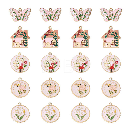 Yilisi 20Pcs 5 Style Rack Plating Alloy Enamel Pendants ENAM-YS0001-09-1