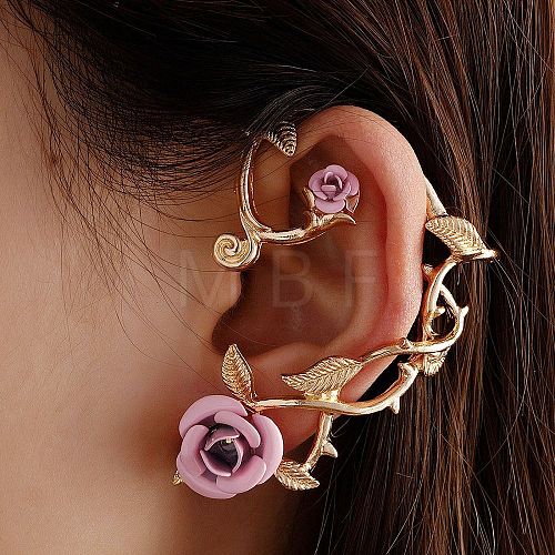 Alloy Rose Climber Wrap Around Stud Earrings for Women EJEW-A096-01E-1