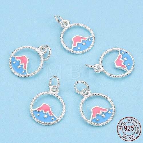 925 Sterling Silver Enamel Charms STER-T004-06S-02-1