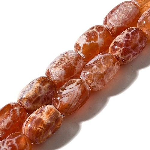 Natural Fire Crackle Agate(Dyed & Heated) Beads Strands G-H091-C03-01-1