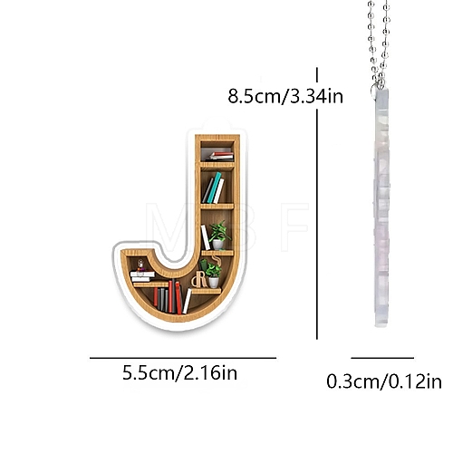 Acrylic Letter Shaped Book Shelf Pendant Decorations PW-WG0114B-10-1