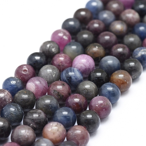 Natural Africa Red Corundum/Ruby and Sapphire Beads Strands G-D0010-01A-8mm-1