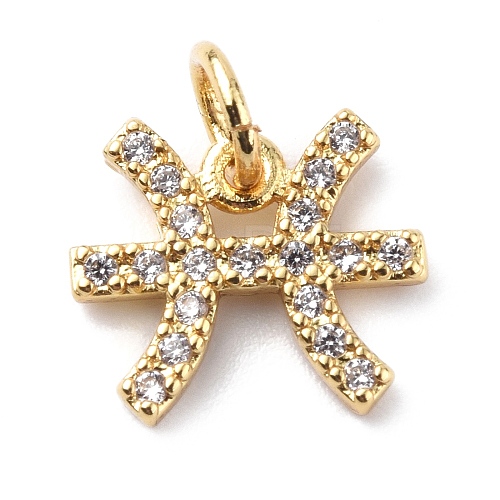 Brass Micro Pave Cubic Zirconia Charms X-ZIRC-F131-16G-12-1