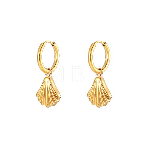 Stainless Steel Shell Shape Dangle Earrings for Women HK0128-1-1