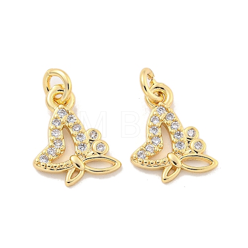 Brass Micro Pave Clear Cubic Zirconia Charms KK-Z044-15B-1