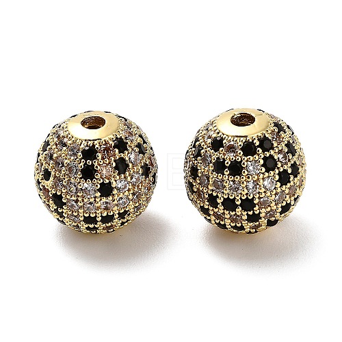 Brass Micro Pave Cubic Zirconia Beads KK-L229-024G-1