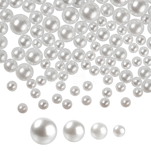 600Pcs No Hole ABS Plastic Imitation Pearl Round Beads MACR-LS0001-04-1